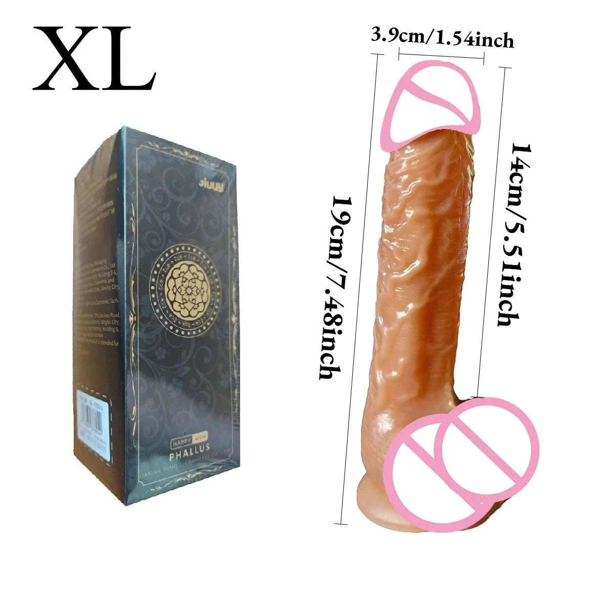 Realistic Silicone Dildo with Suction Cup, Waterproof Non-Electric-S
