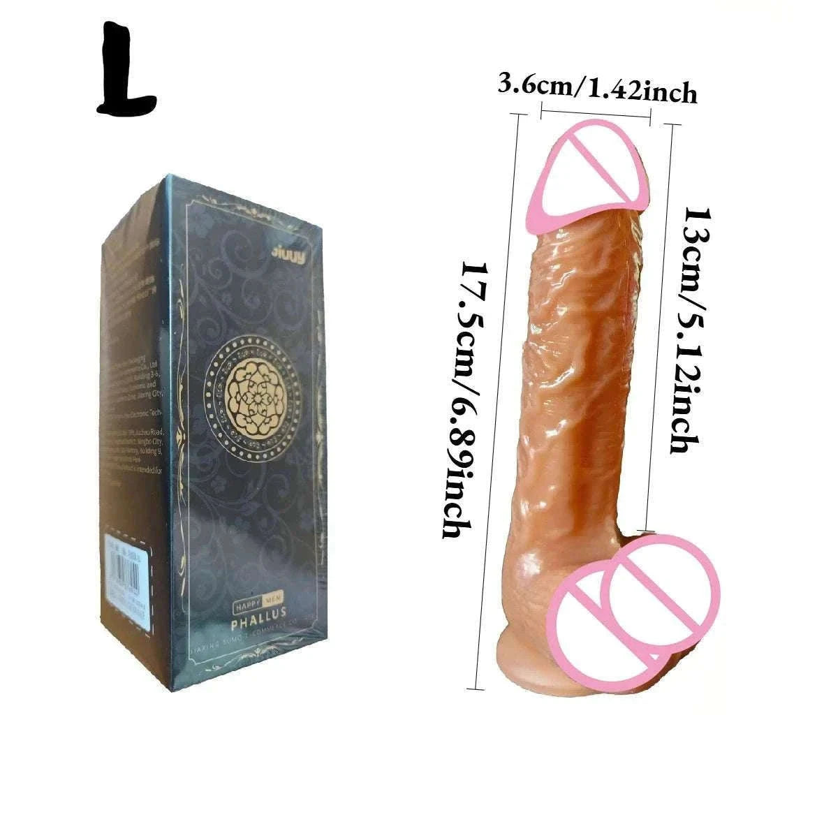 Realistic Silicone Dildo with Suction Cup, Waterproof Non-Electric-S