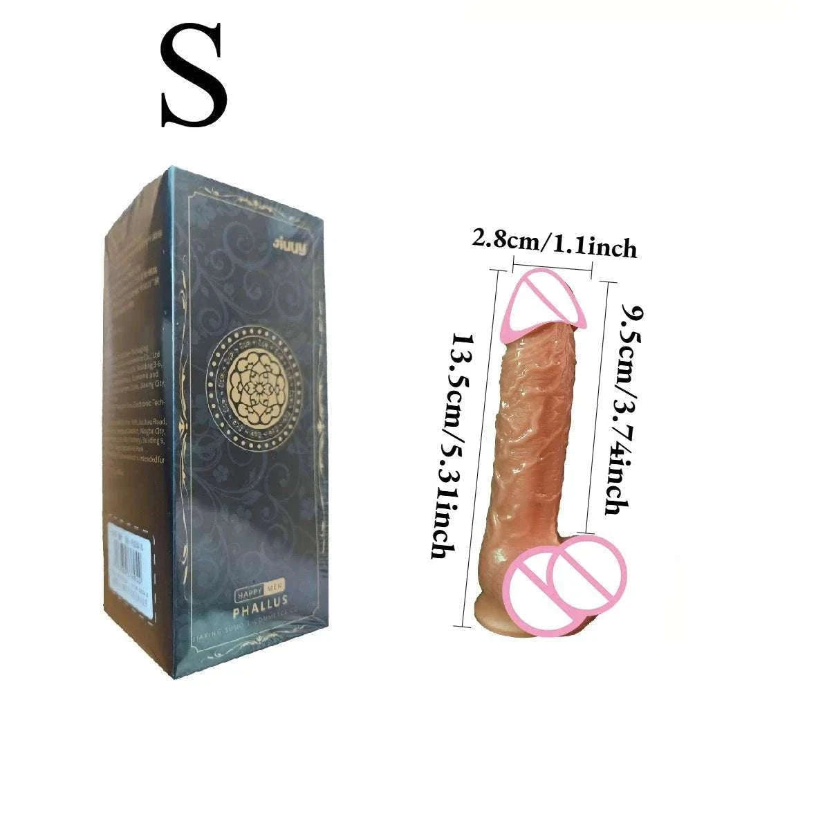 Realistic Silicone Dildo with Suction Cup, Waterproof Non-Electric-S