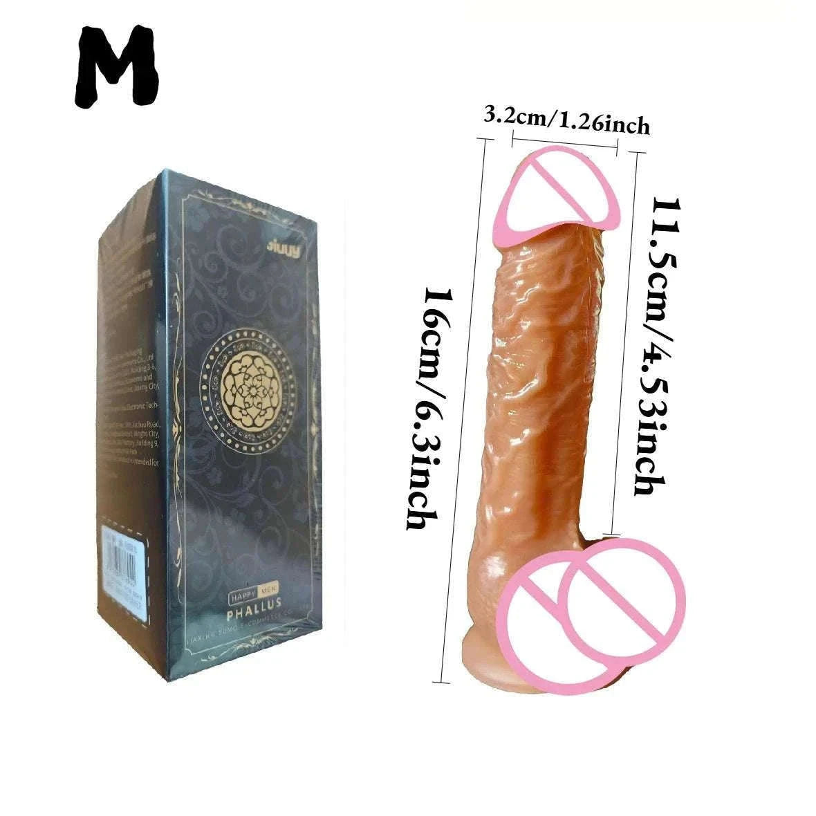 Realistic Silicone Dildo with Suction Cup, Waterproof Non-Electric-S