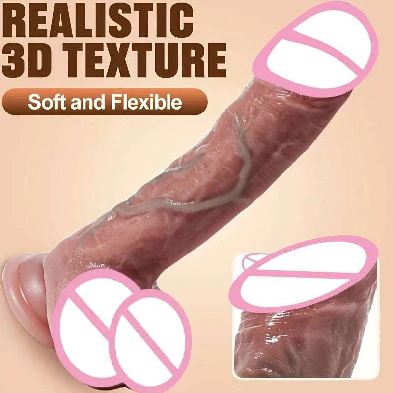 Realistic Silicone Dildo with Suction Cup, Waterproof Non-Electric-S