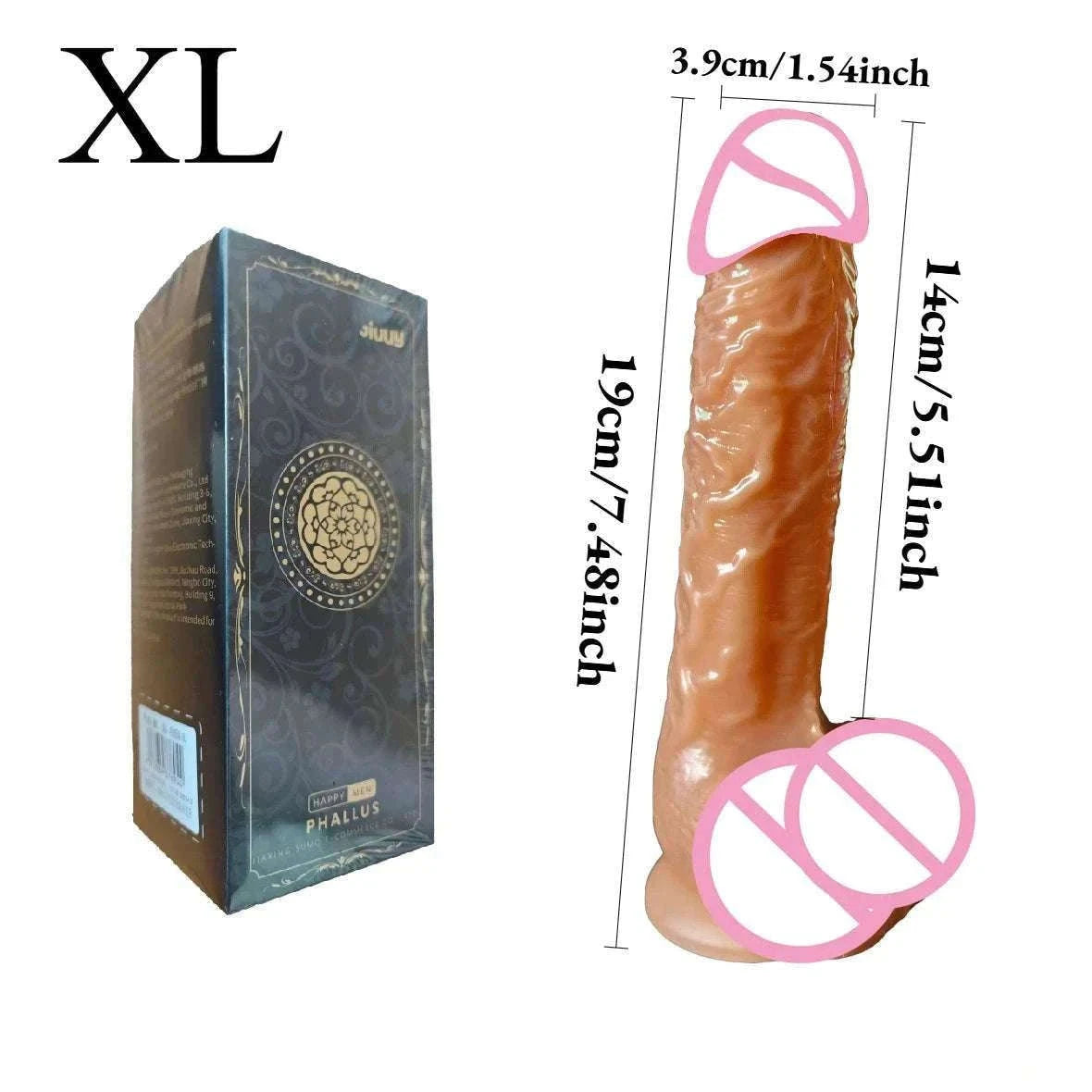 Realistic Silicone Dildo with Suction Cup, Waterproof Non-Electric-S