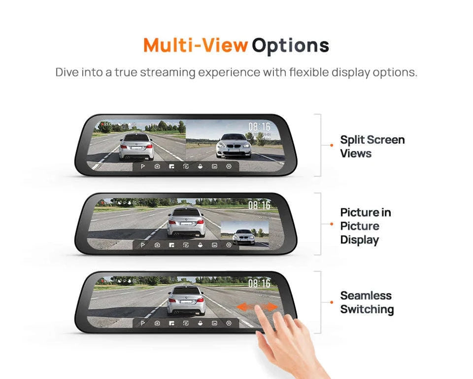 Rearview Dash Cam 9.35 Inch Touch Screen 3K Dual-Channel HDR Voice Control Parking Surveillance-S500 Set / Russian Federation / No SD card