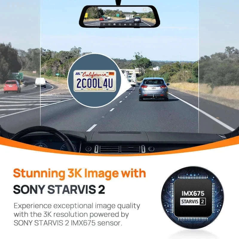 Rearview Dash Cam 9.35 Inch Touch Screen 3K Dual-Channel HDR Voice Control Parking Surveillance-S500 Set / Russian Federation / No SD card