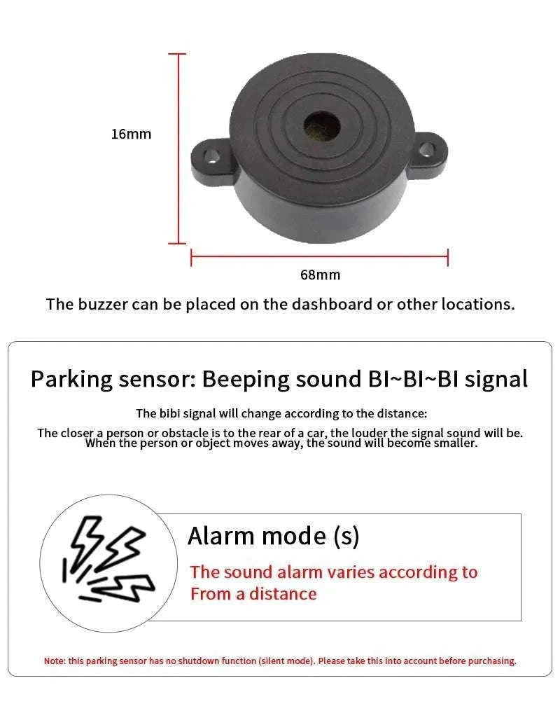 Rearview Mirror Parking Sensor System with 4 Radar Probes-033-078-015E-BE-22mm / China Mainland