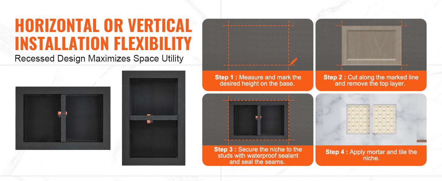 Recessed Shower Niche Shelf 16x24 Double Layer Waterproof Storage-16x24in 2Layers / United States