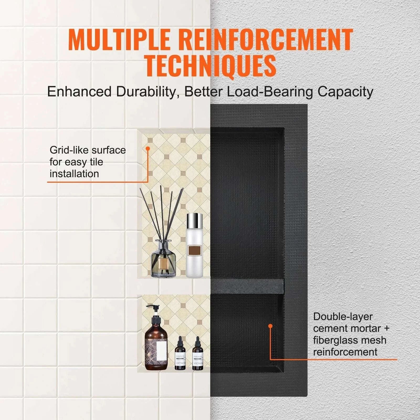 Recessed Shower Niche Shelf 16x24 Double Layer Waterproof Storage-16x24in 2Layers / United States