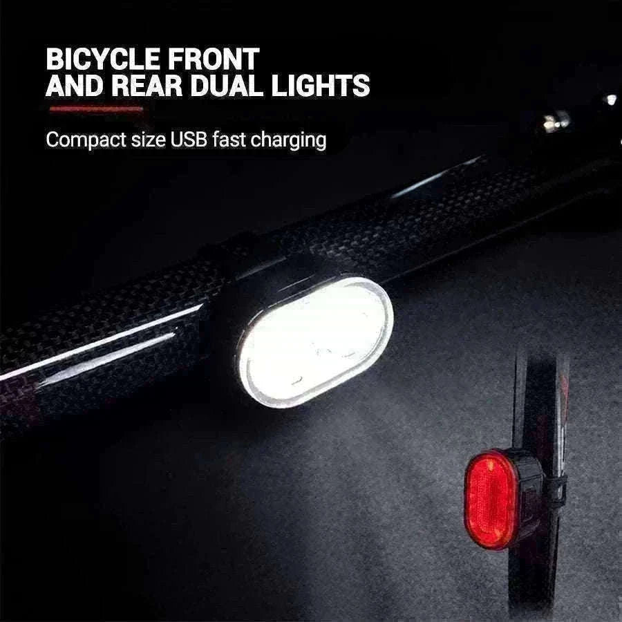 Rechargeable Bike Light Set Front & Rear LED Lights USB-C-Bike white Headlight