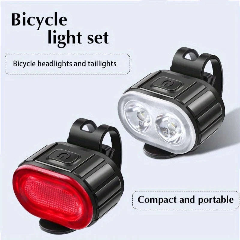 Rechargeable Bike Light Set Front & Rear LED Lights USB-C-Bike white Headlight