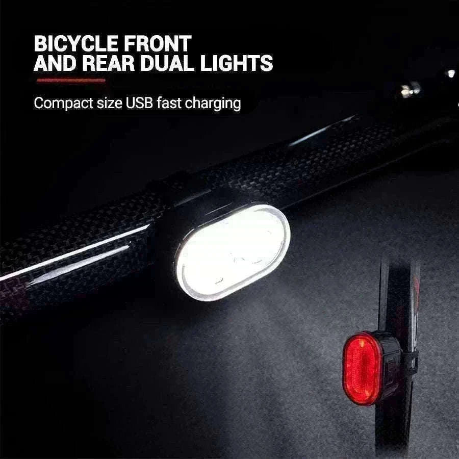 Rechargeable Bike Light Set Front & Rear LED Lights USB-C-Bike white Headlight