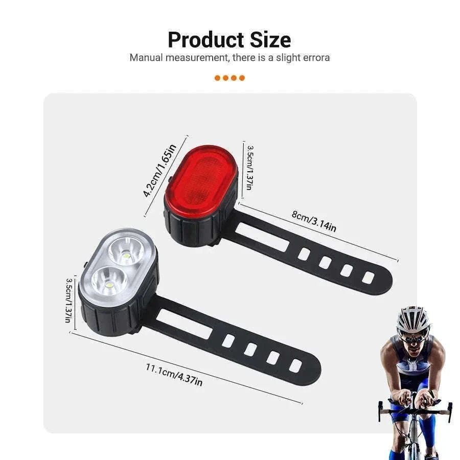 Rechargeable Bike Light Set Front & Rear LED Lights USB-C-Bike white Headlight