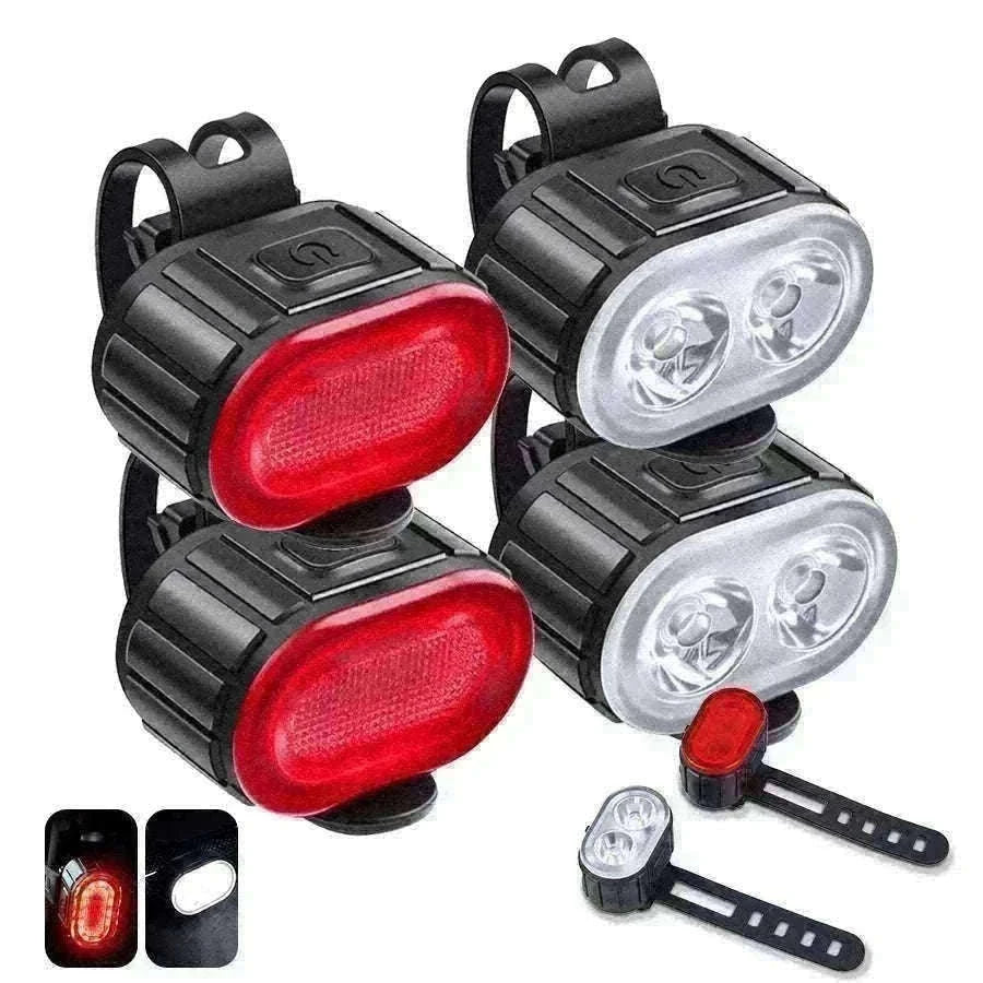 Rechargeable Bike Light Set Front & Rear LED Lights USB-C-Bike white Headlight