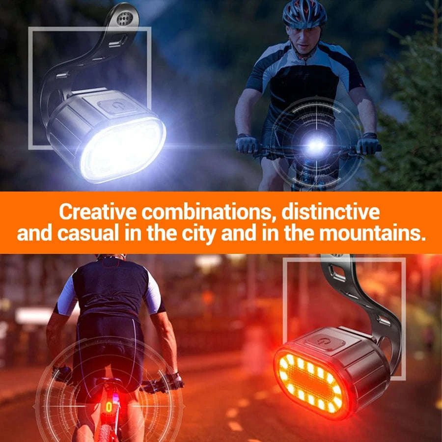 Rechargeable Bike Light Set Front & Rear LED Lights USB-C-Bike white Headlight