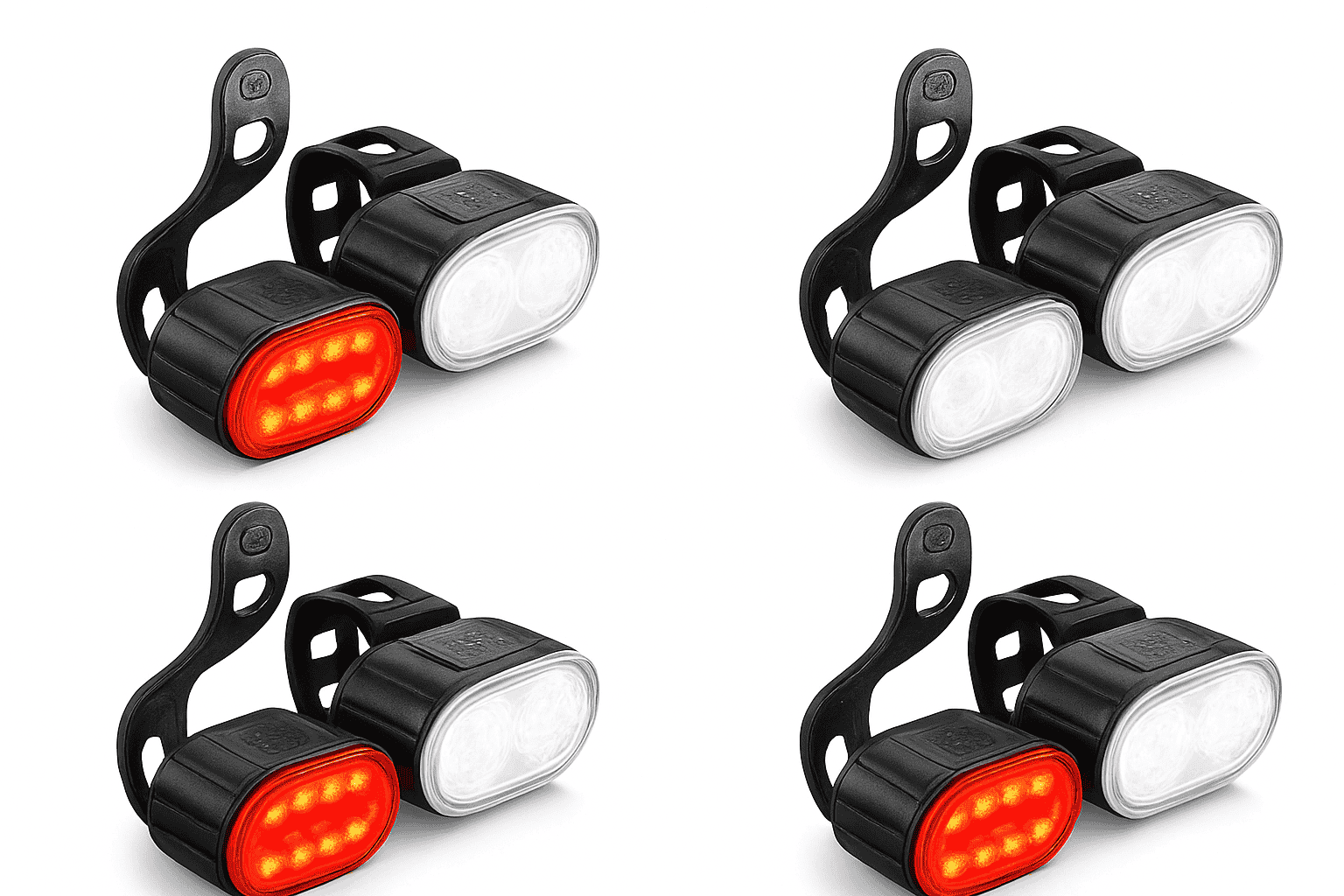 Rechargeable Bike Light Set Front & Rear LED Lights USB-C-Bike white Headlight