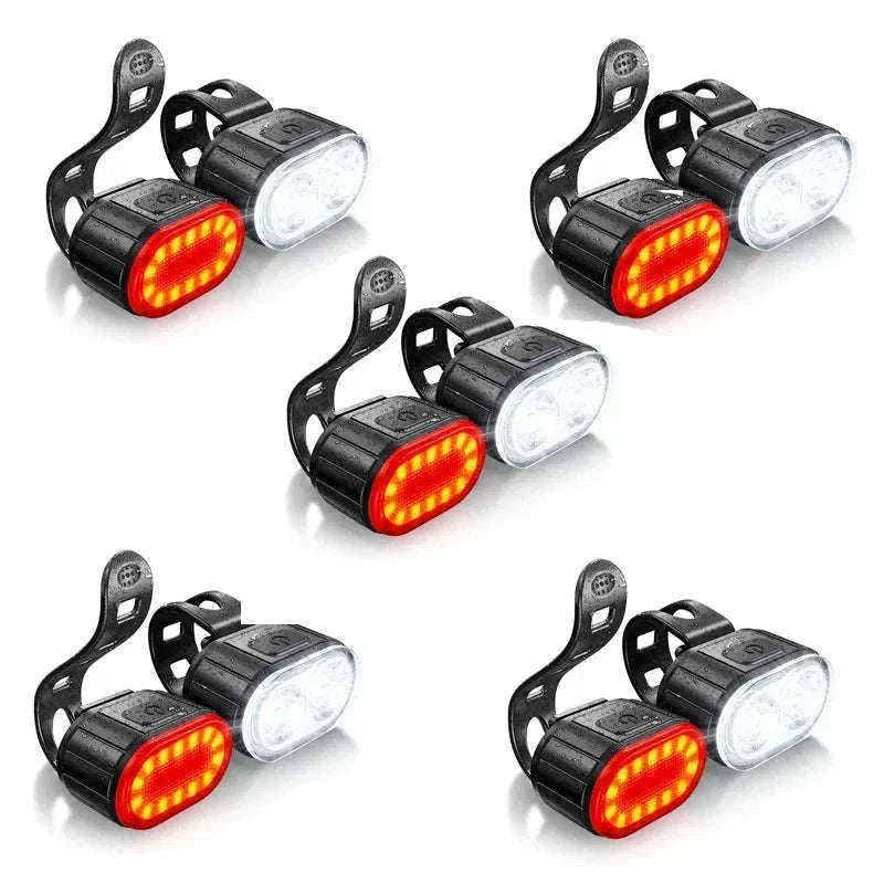Rechargeable Bike Light Set Front & Rear LED Lights USB-C-Bike white Headlight