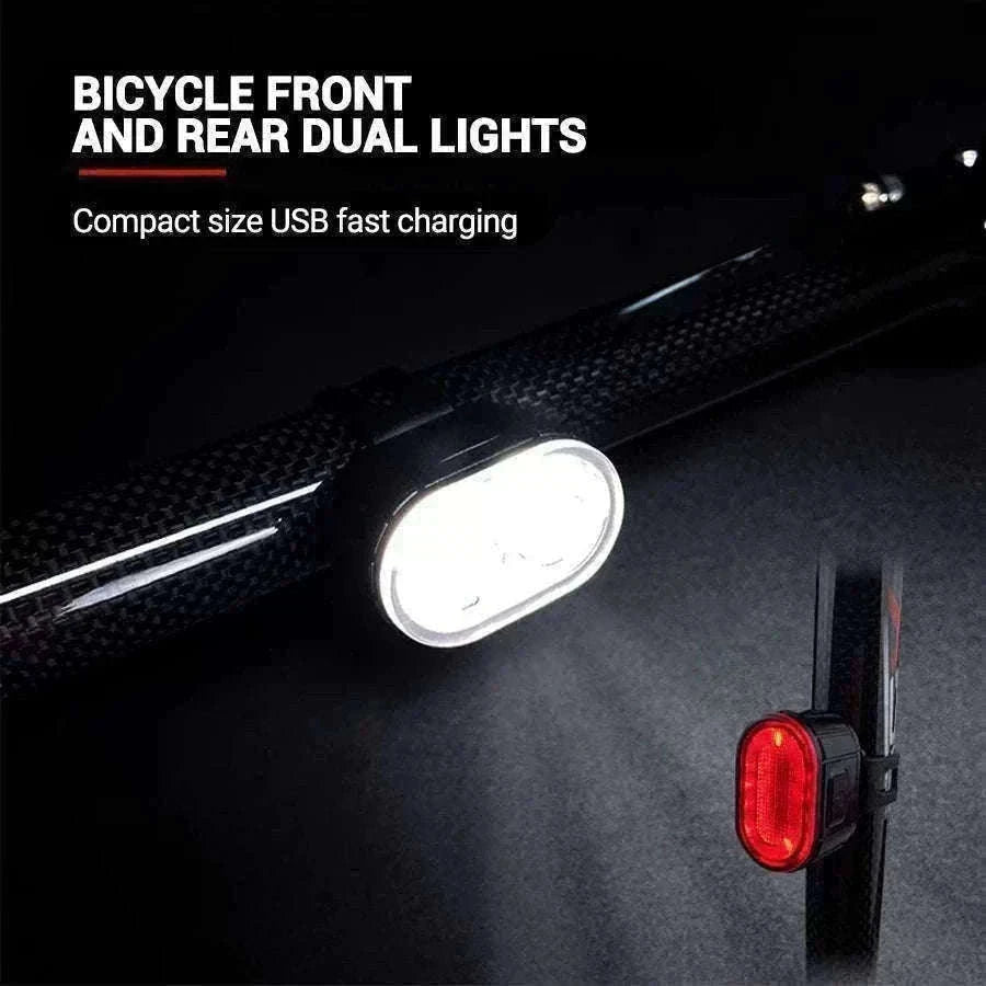 Rechargeable Bike Light Set Front & Rear LED Lights USB-C-Bike white Headlight