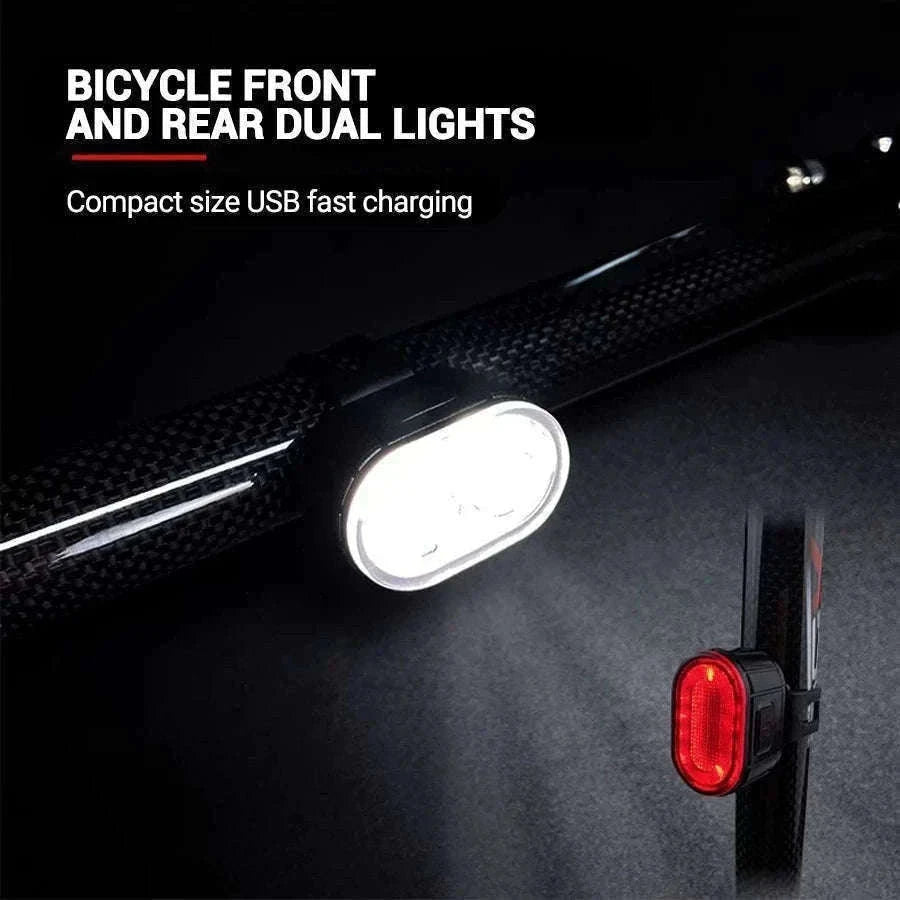 Rechargeable Bike Light Set Front & Rear LED Lights USB-C-Bike white Headlight