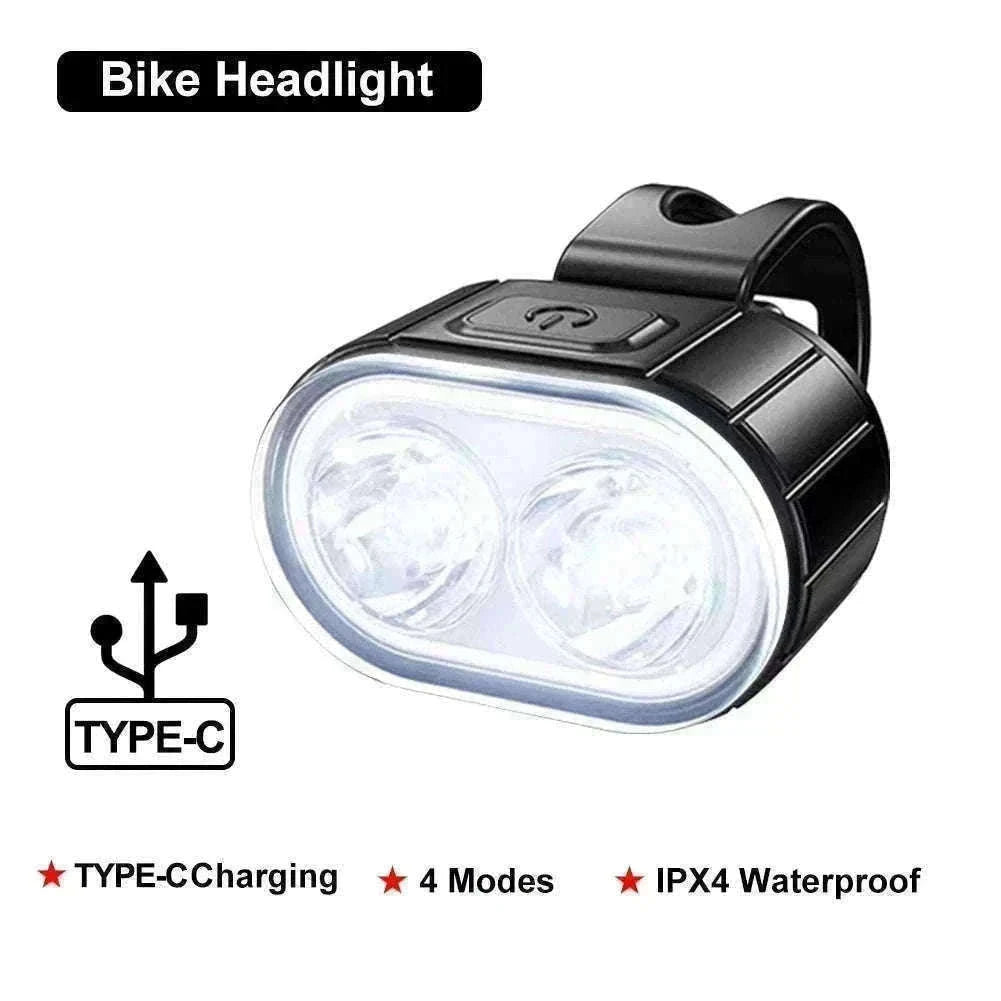 Rechargeable Bike Light Set Front & Rear LED Lights USB-C-Bike white Headlight