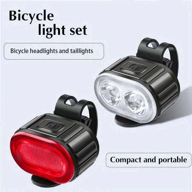 Rechargeable Bike Light Set Front & Rear LED Lights USB-C-Bike white Headlight