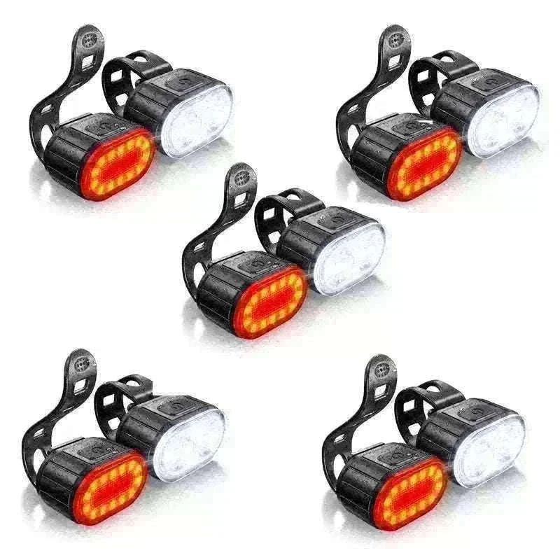 Rechargeable Bike Light Set Front & Rear LED Lights USB-C-Bike white Headlight