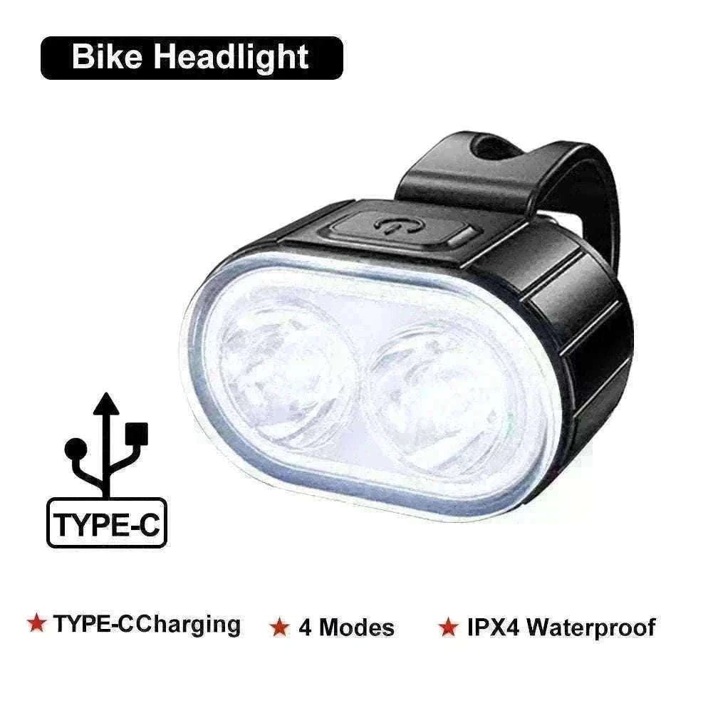 Rechargeable Bike Light Set Front & Rear LED Lights USB-C-Bike white Headlight