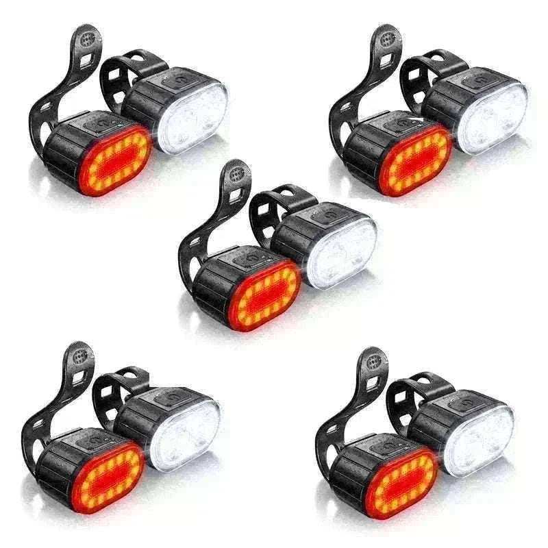 Rechargeable Bike Light Set Front & Rear LED Lights USB-C-Bike white Headlight