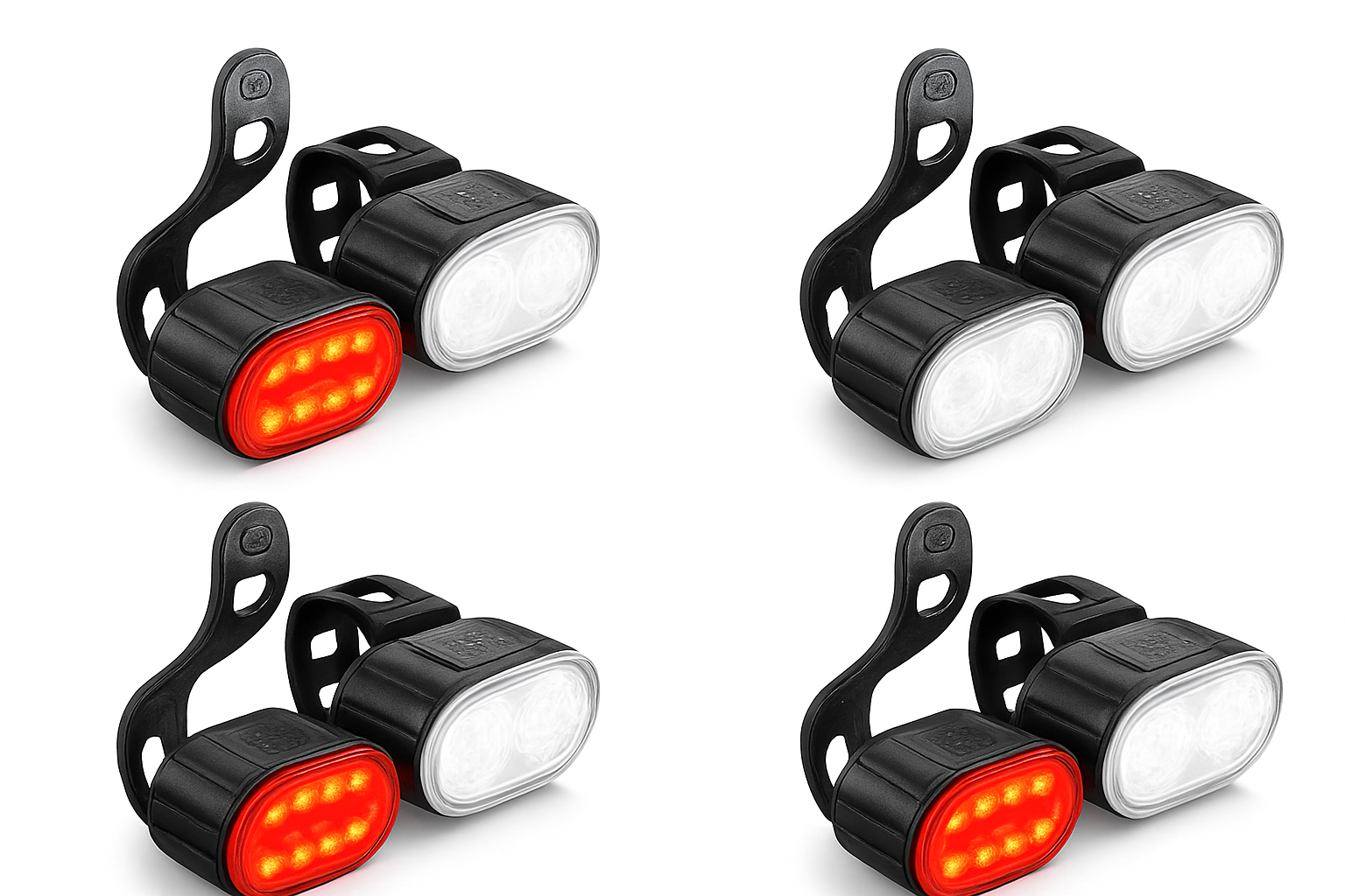 طقم أضواء دراجة قابلة لإعادة الشحن، أضواء LED أمامية وخلفية مع USB-C