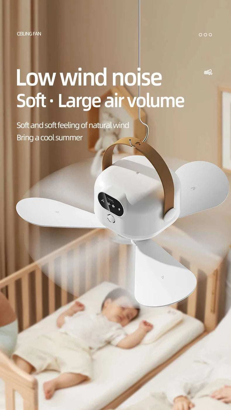 Rechargeable Ceiling Camping Fan with Remote Light for Small Spaces-Charging Model-White / China Mainland