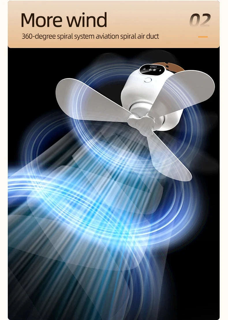 Rechargeable Ceiling Camping Fan with Remote Light for Small Spaces-Charging Model-White / China Mainland