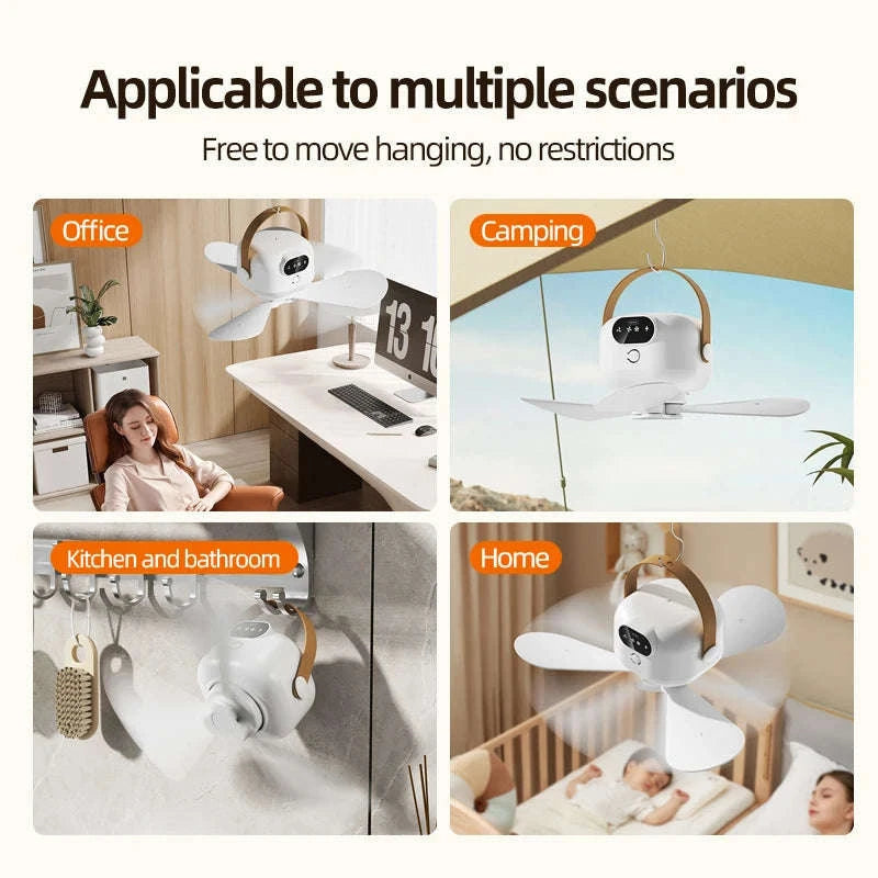 Rechargeable Ceiling Camping Fan with Remote Light for Small Spaces-Charging Model-White / China Mainland