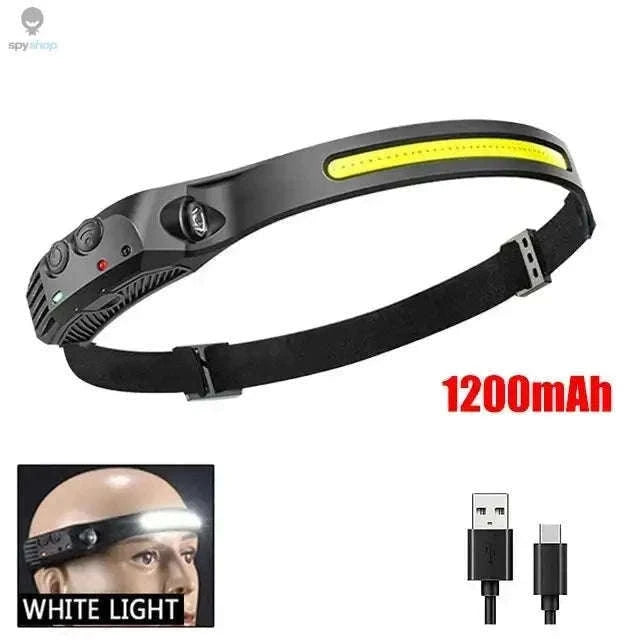Rechargeable COB LED Headlamp with Motion Sensor-3-White 2PCS
