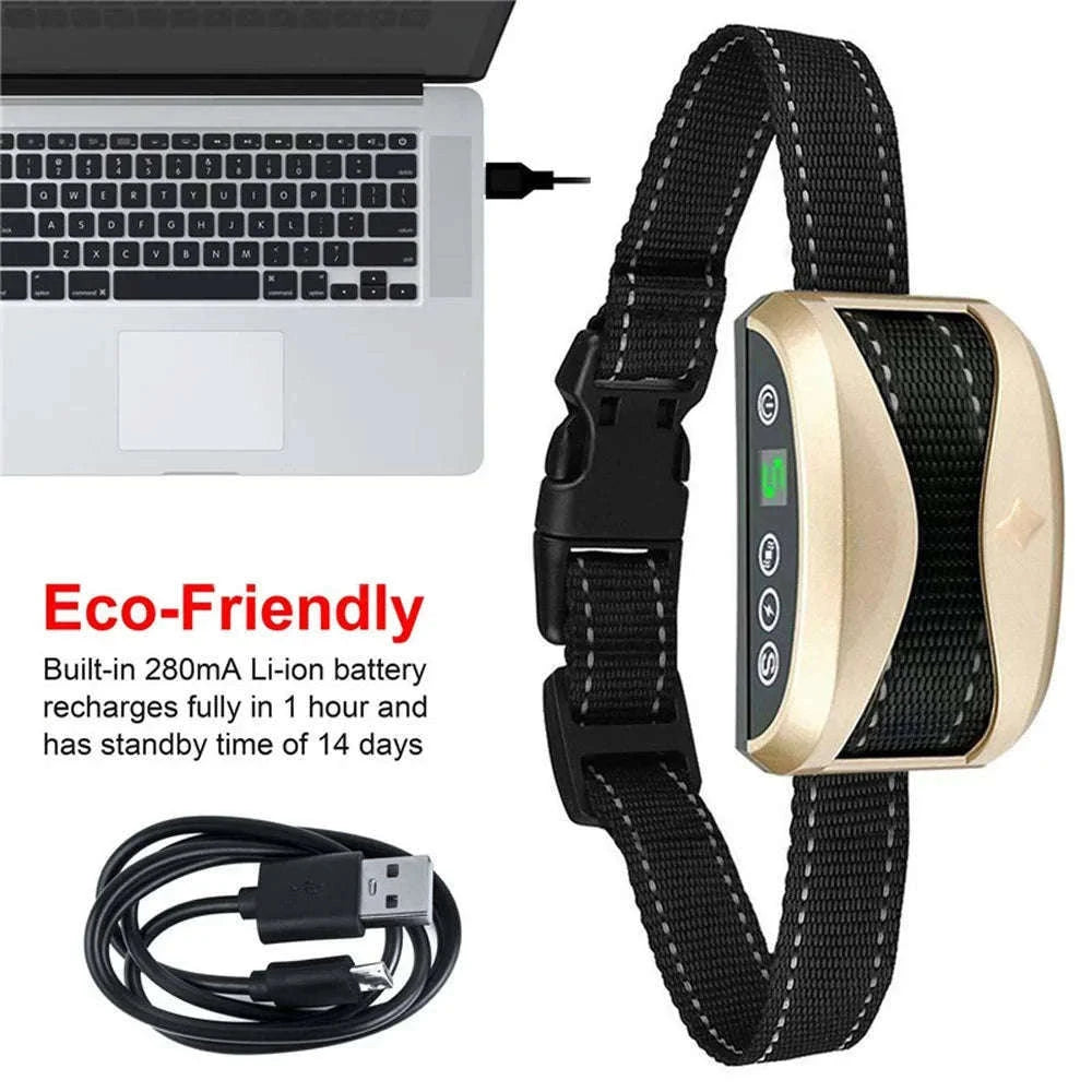 Rechargeable Dog Anti Bark Control Collar with Smart Vibration Detection-black