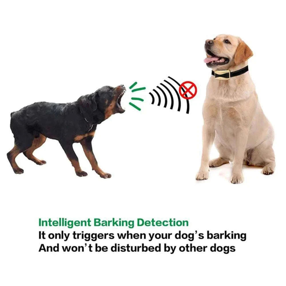 Rechargeable Dog Anti Bark Control Collar with Smart Vibration Detection-black
