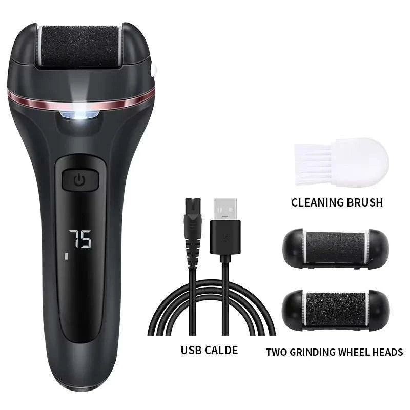Rechargeable Electric Foot Grinder with Adjustable Speeds Callus Remover-black