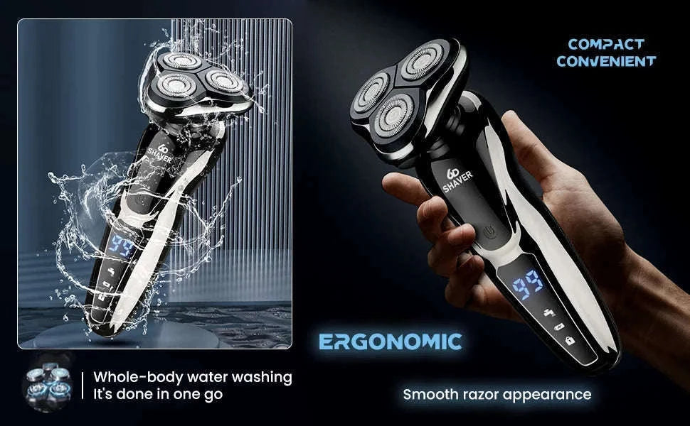 Rechargeable Electric Shaver 3-in-1 Grooming Kit with Nose Trimmer-Silver / China Mainland