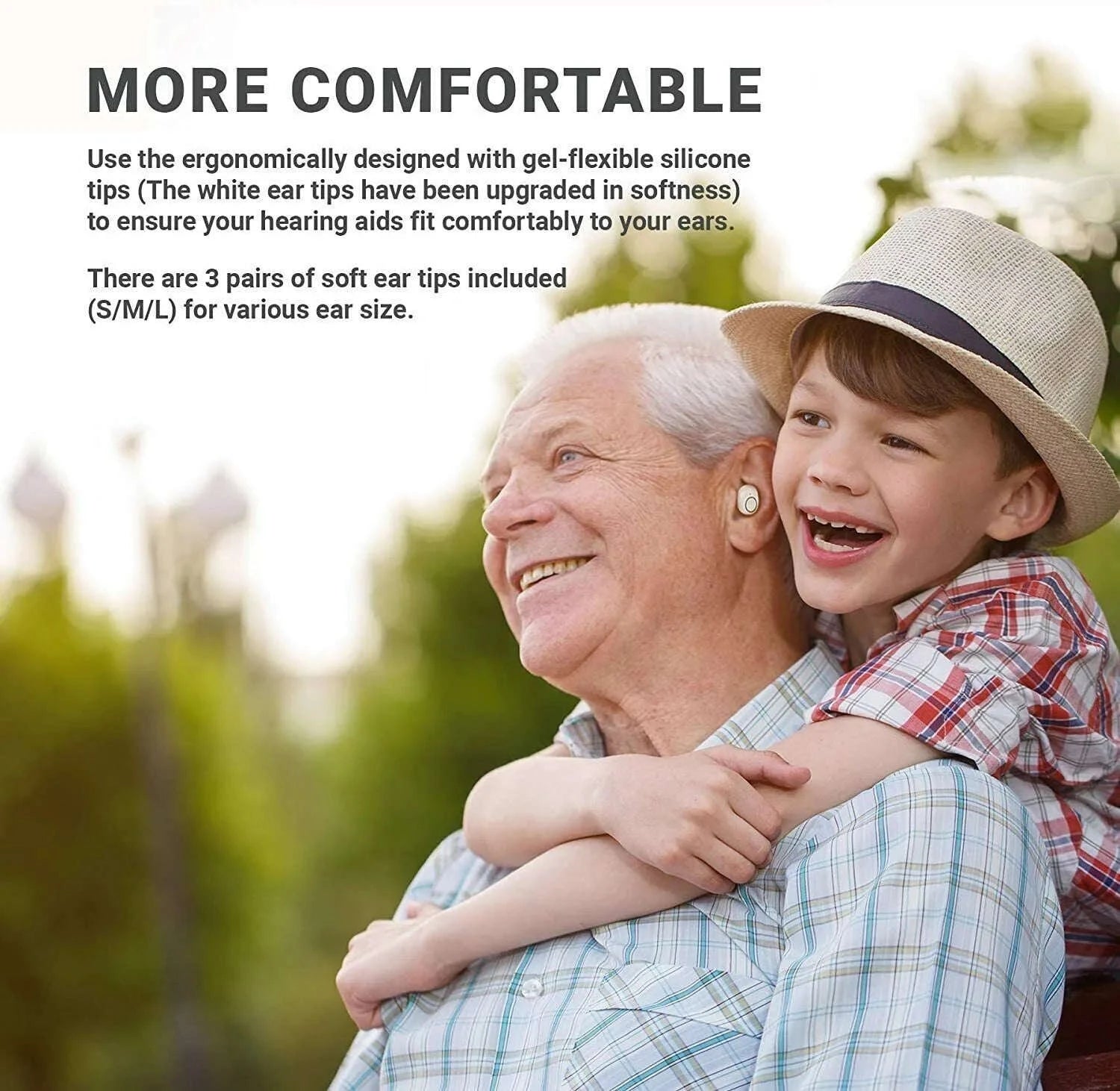 Rechargeable Hearing Amplifier – Clear, Comfortable Sound Support-White / GERMANY