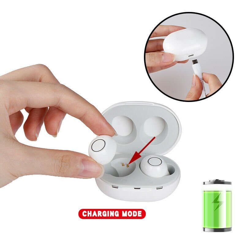 Rechargeable Hearing Amplifier – Clear, Comfortable Sound Support-White / GERMANY