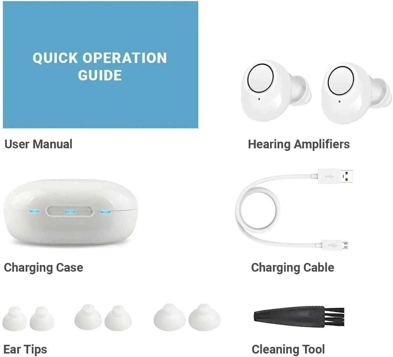 Rechargeable Hearing Amplifier for Clear, Comfortable Listening-White / GERMANY