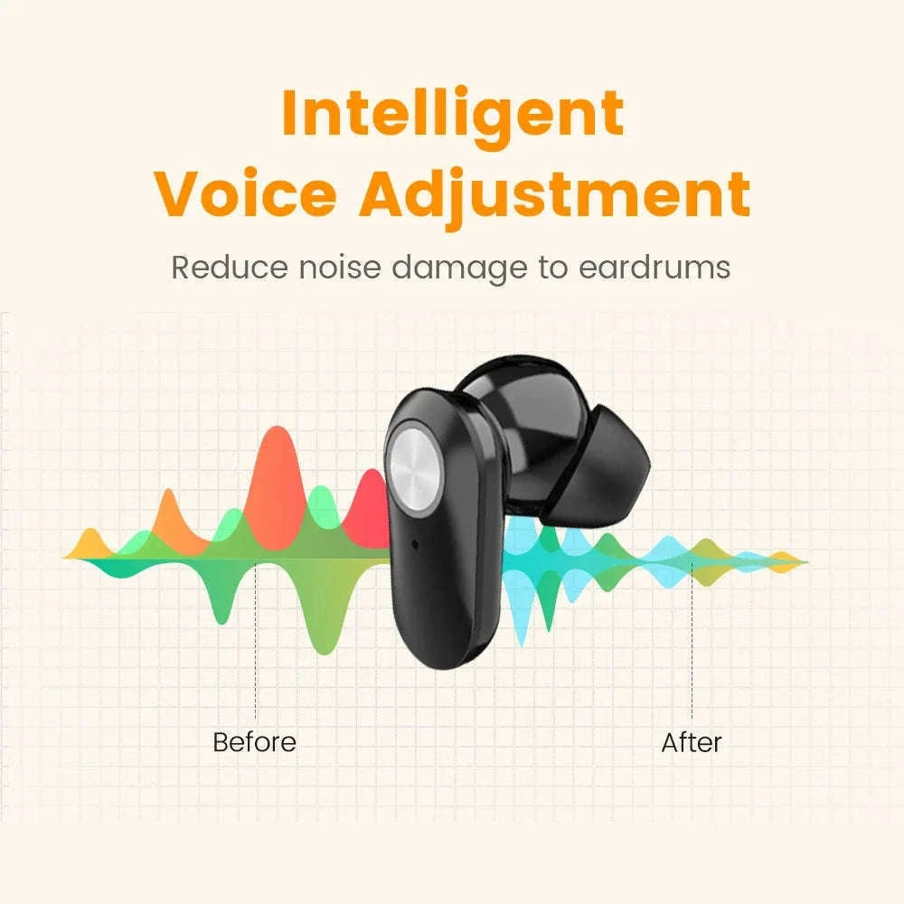 Rechargeable Invisible Mini Hearing Aid with Clear Amplification-Blue-Red