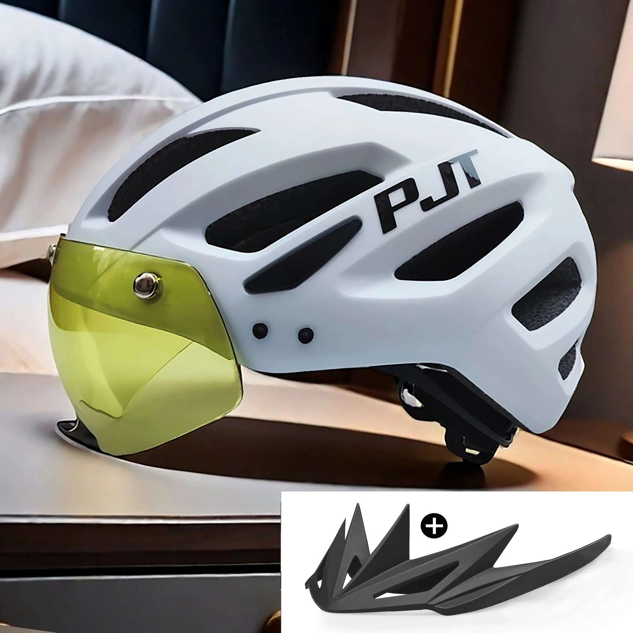 Rechargeable LED Bike Helmet with Sun Visor-P11A-Black-L-HS / CHINA