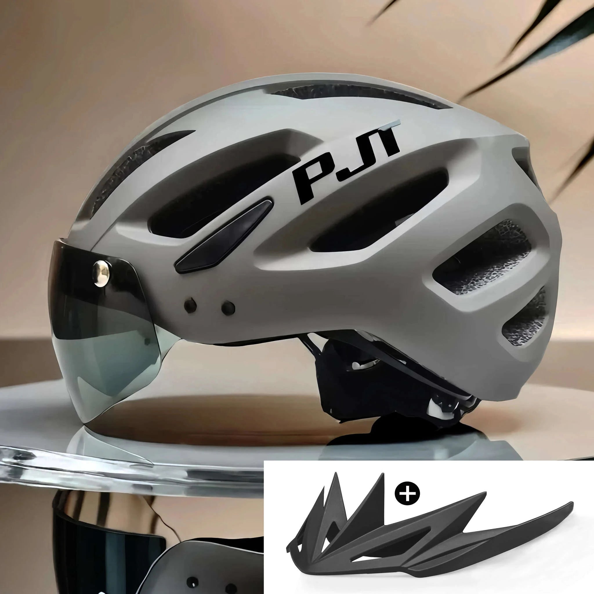 Rechargeable LED Bike Helmet with Sun Visor-P11A-Black-L-HS / CHINA