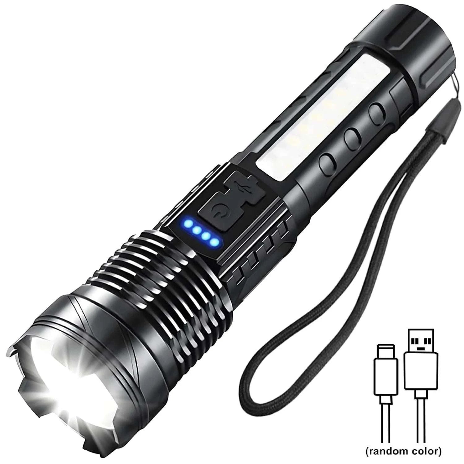 Rechargeable LED Flashlight with 7 Modes & Adjustable Zoom Beam-1pc / United States