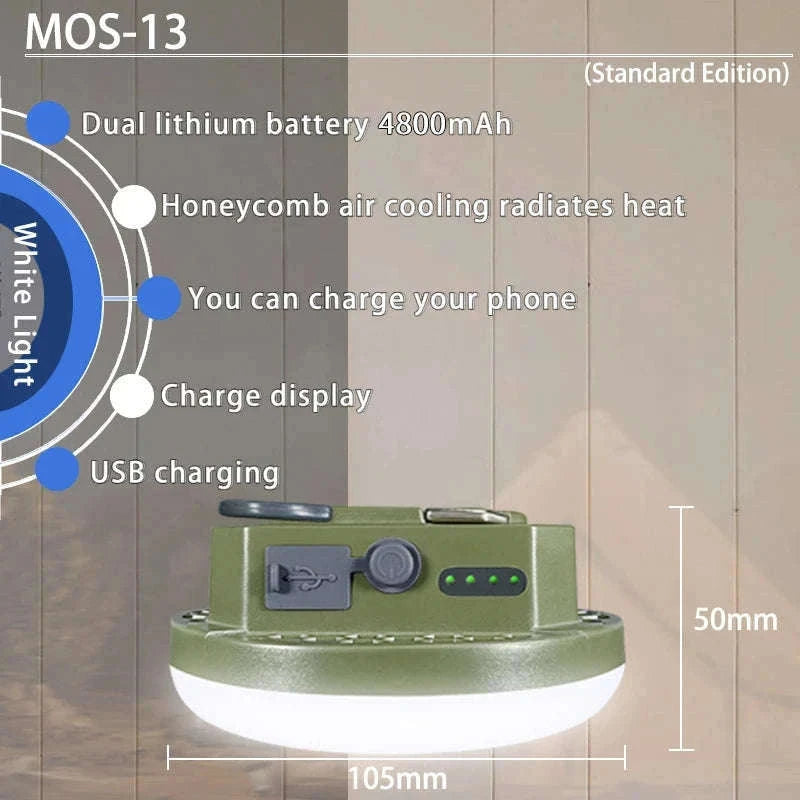 Rechargeable LED Tent Light Portable Emergency Lantern-Blue MOS-13 White