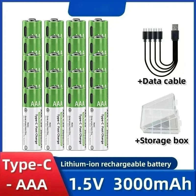 Rechargeable Lithium AA & AAA Batteries with Type-C Fast Charging Set-4PCS-AA / 1.5V