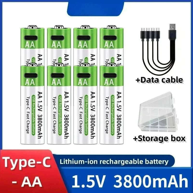 Rechargeable Lithium AA & AAA Batteries with Type-C Fast Charging Set-4PCS-AA / 1.5V