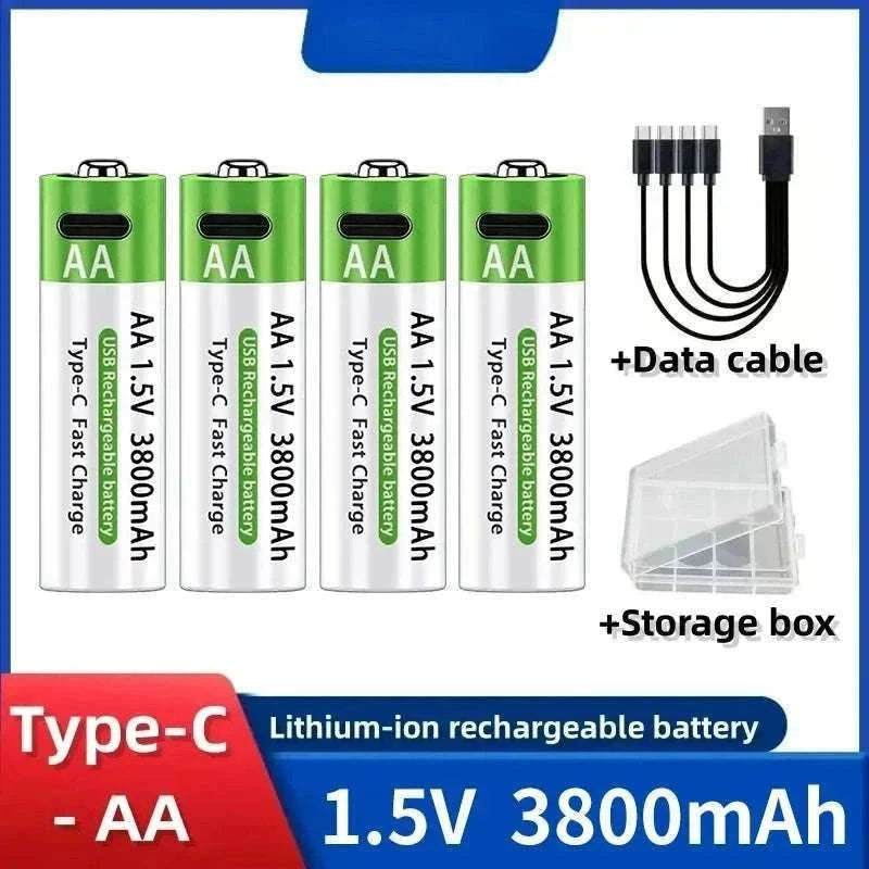 Rechargeable Lithium AA & AAA Batteries with Type-C Fast Charging Set-4PCS-AA / 1.5V