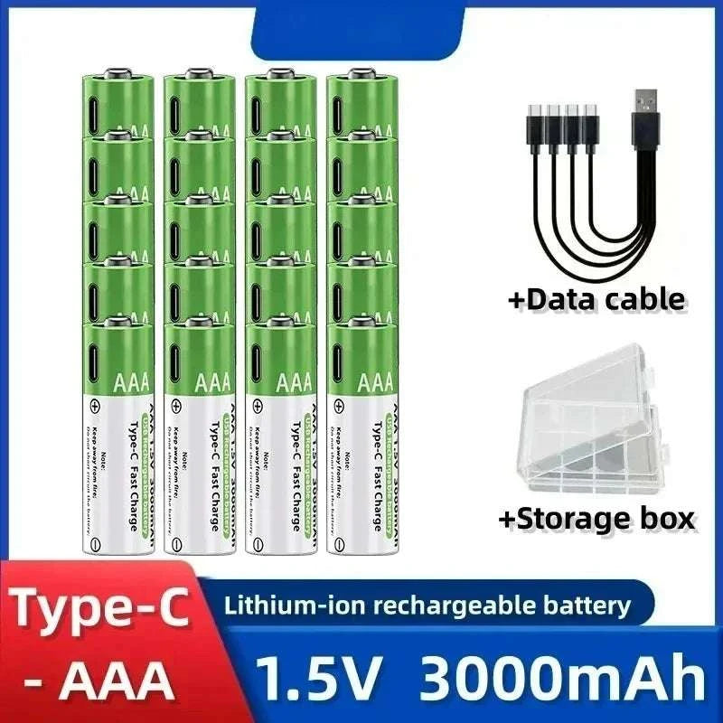 Rechargeable Lithium AA & AAA Batteries with Type-C Fast Charging Set-4PCS-AA / 1.5V