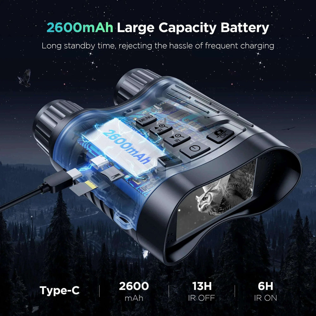 Rechargeable Night Vision Binoculars 4K Infrared 8X Zoom-32GB 4k / China Mainland