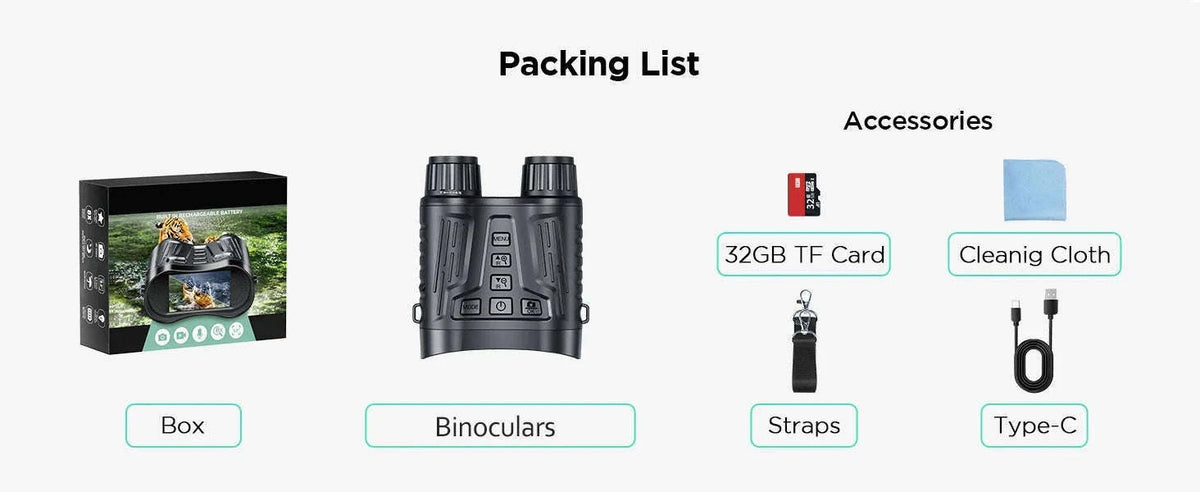 Rechargeable Night Vision Binoculars 4K Infrared 8X Zoom-32GB 4k / China Mainland