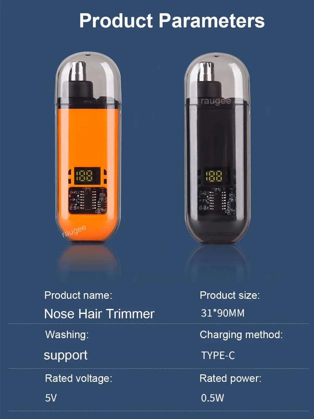 Rechargeable Nose Hair Trimmer for Precise Grooming-black
